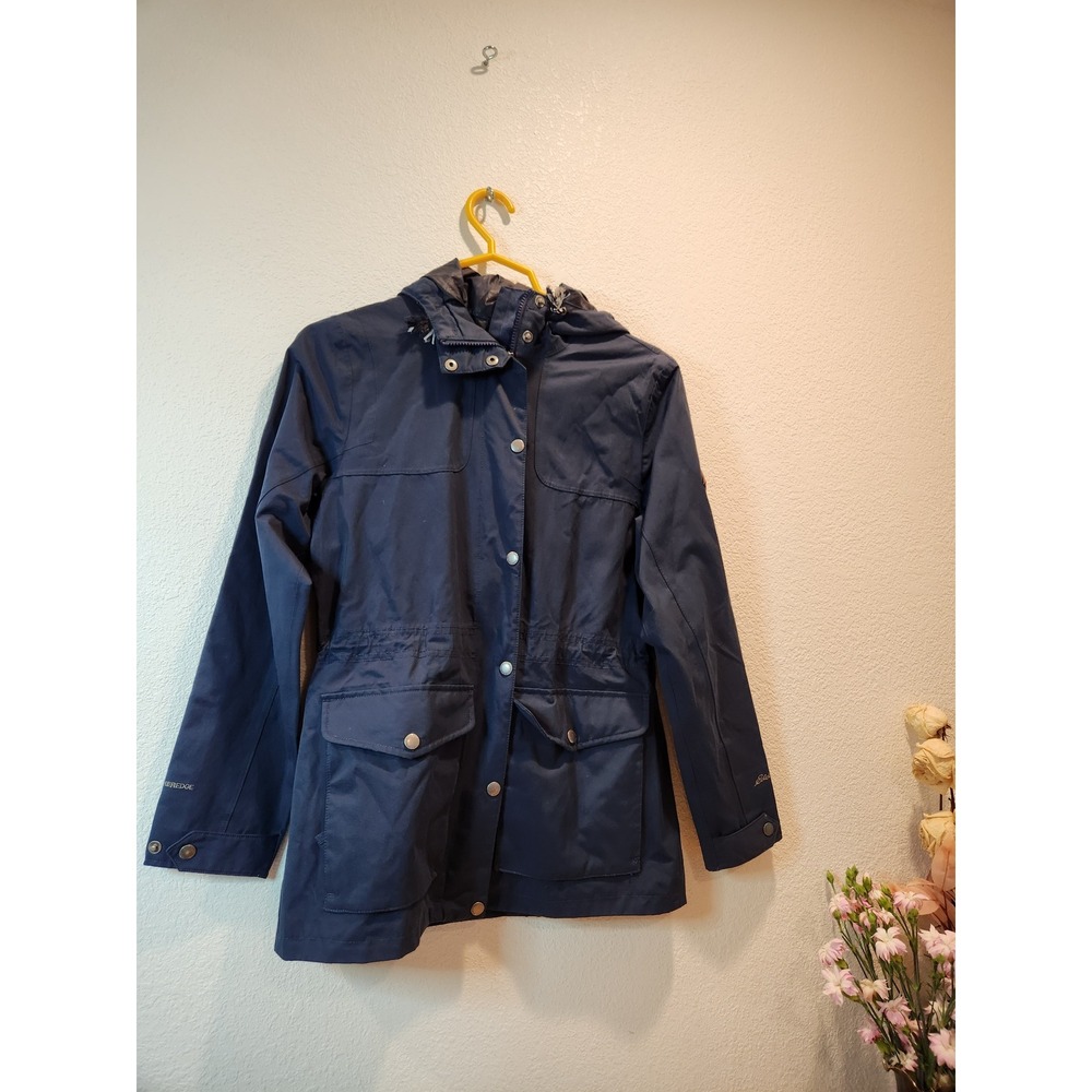 Eddie Bauer WeatherEdge Jacket Women's S Navy Waterproof Hooded Parka‎ EUC